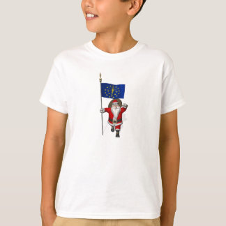 Santa Claus With Ensign Of Indiana T-Shirt