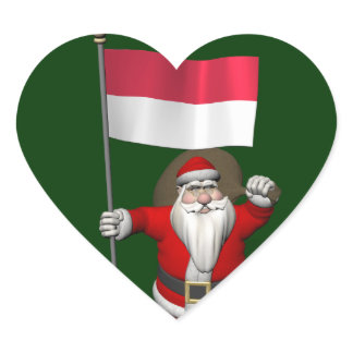Santa Claus With Ensign Of Indonesia Heart Sticker