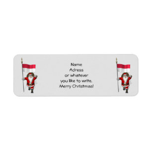 Santa Claus With Ensign Of Indonesia Label