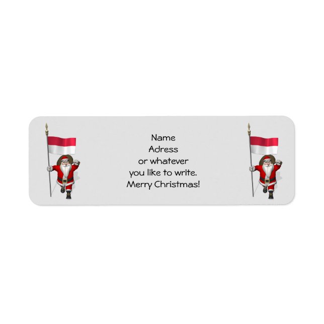 Santa Claus With Ensign Of Indonesia Label (Front)