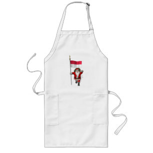 Santa Claus With Ensign Of Indonesia Long Apron