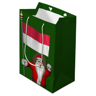 Santa Claus With Ensign Of Indonesia Medium Gift Bag
