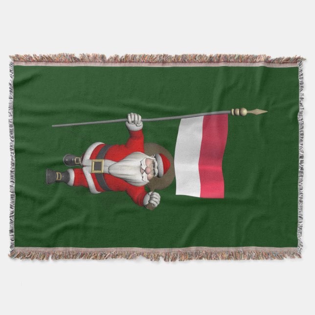 Santa Claus With Ensign Of Indonesia Throw Blanket (Front)