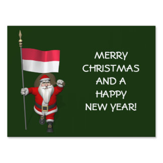 Santa Claus With Ensign Of Indonesia Yard Sign