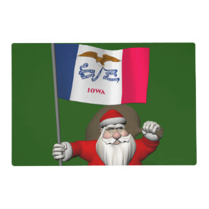 Santa Claus With Ensign Of Iowa Placemat
