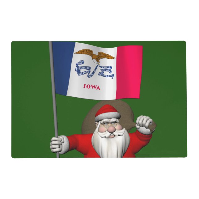 Santa Claus With Ensign Of Iowa Placemat (Front)