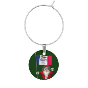 Santa Claus With Ensign Of Iowa Wine Glass Charm