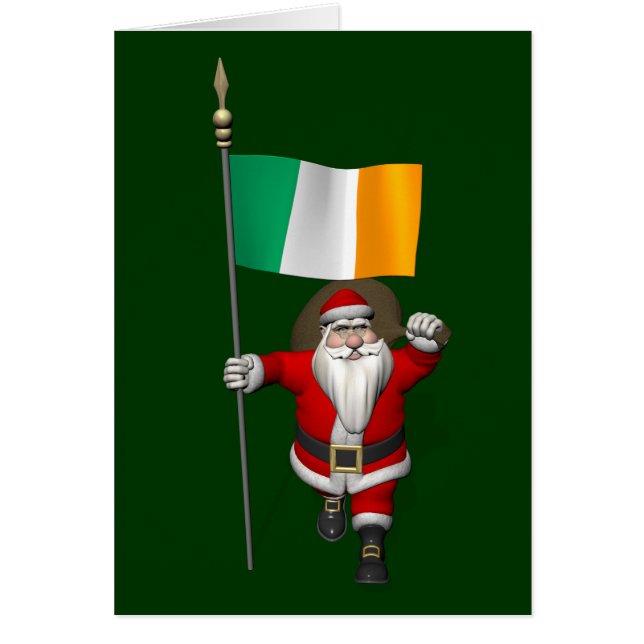 Santa Claus With Ensign Of Ireland Cards (Front)