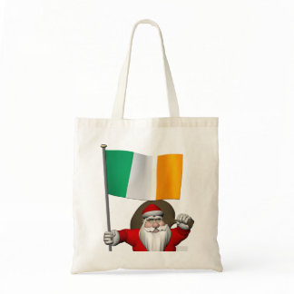 Santa Claus With Ensign Of Ireland Tote Bag
