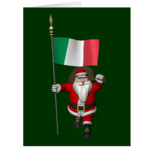 Santa Claus With Ensign Of Italy Cards