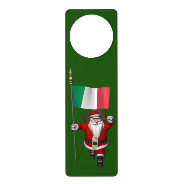 Santa Claus With Ensign Of Italy Door Hanger (Front)