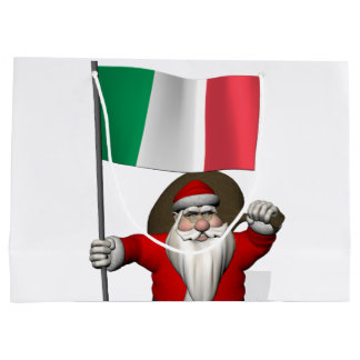 Santa Claus With Ensign Of Italy Large Gift Bag