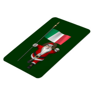 Santa Claus With Ensign Of Italy Magnet