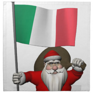 Santa Claus With Ensign Of Italy Napkin