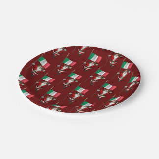 Santa Claus With Ensign Of Italy Paper Plates