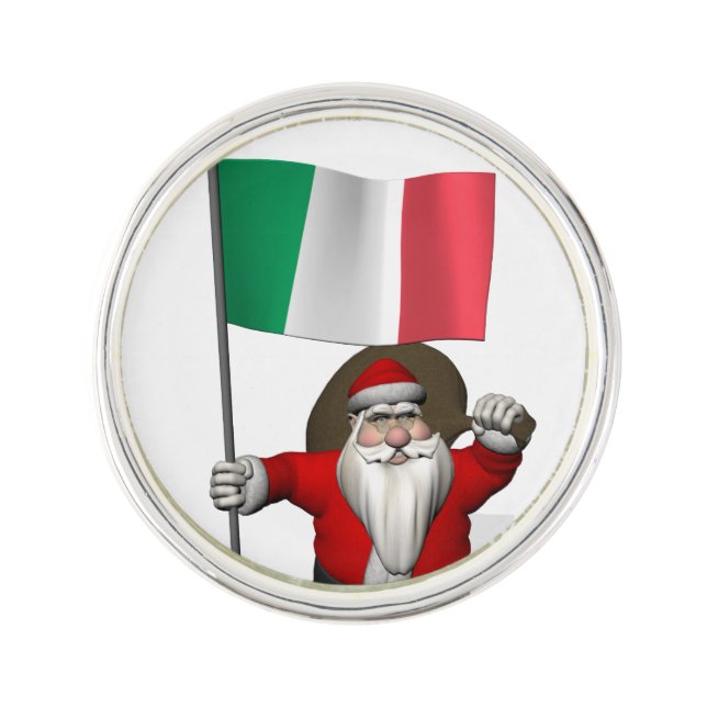 Santa Claus With Ensign Of Italy Pin (Front)