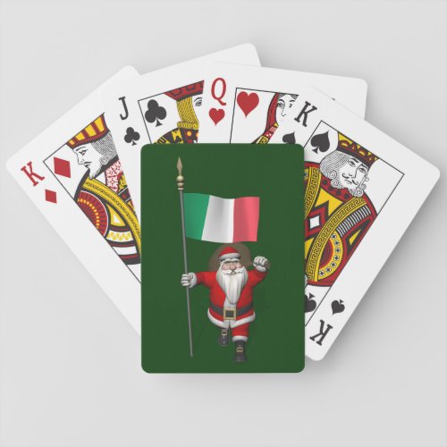 Santa Claus With Ensign Of Italy Playing Cards