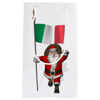 Santa Claus With Ensign Of Italy Small Gift Bag