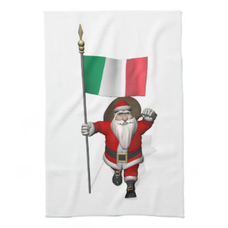 Santa Claus With Ensign Of Italy Towel