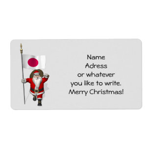 Santa Claus With Ensign Of Japan Label