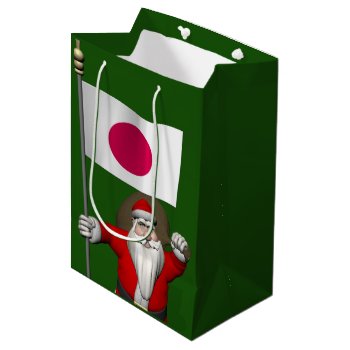 Santa Claus With Ensign Of Japan Medium Gift Bag by santa_world_flags at Zazzle
