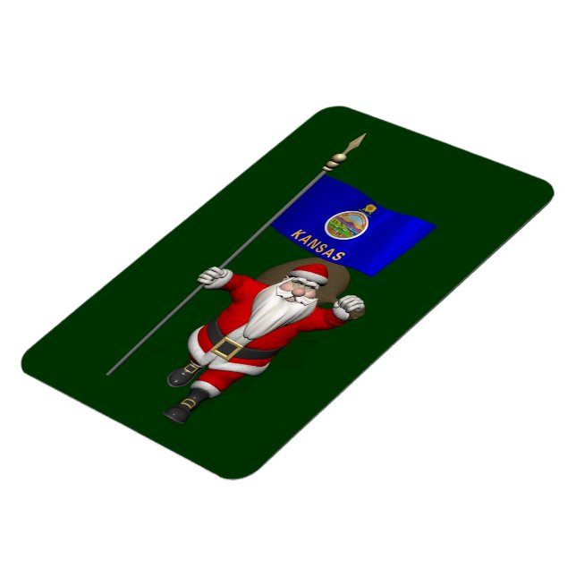 Santa Claus With Ensign Of Kansas Magnet (Left Side)