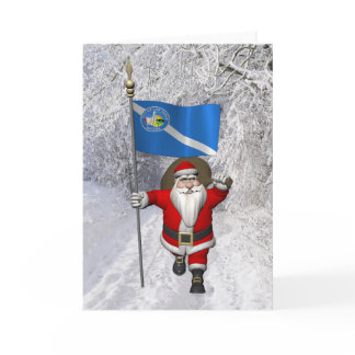 Santa Claus With Ensign Of Las Vegas Holiday Card
