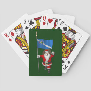 Santa Claus With Ensign Of Las Vegas Poker Cards