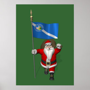 Santa Claus With Ensign Of Las Vegas Poster