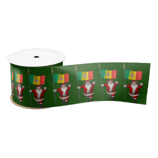 Santa Claus With Ensign Of Los Angeles CA Satin Ribbon