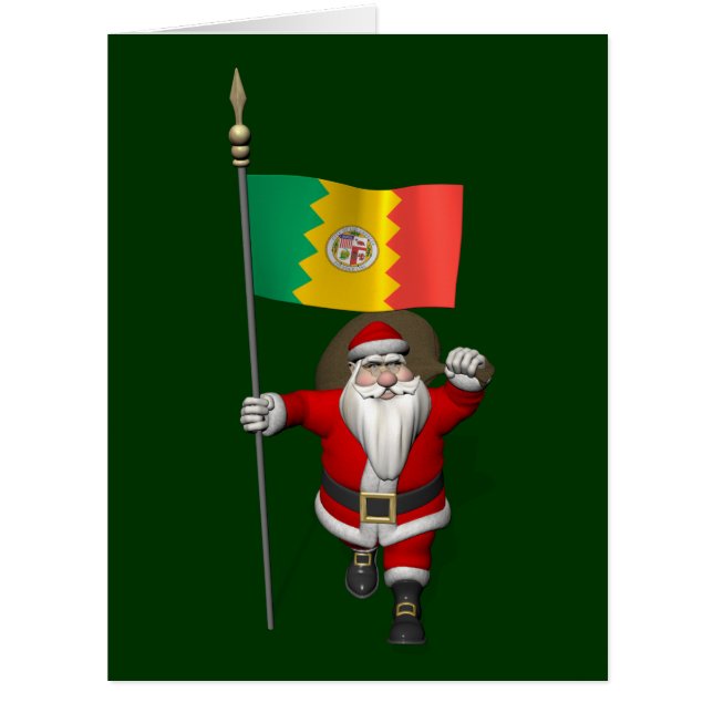 Santa Claus With Ensign Of Los Angeles Cards (Front)
