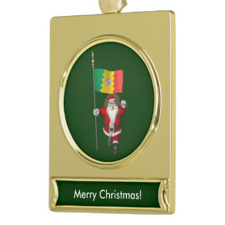 Santa Claus With Ensign Of Los Angeles Gold Plated Banner Ornament