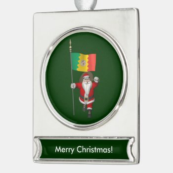 Santa Claus With Ensign Of Los Angeles Silver Plated Banner Ornament by santa_claus_usa at Zazzle