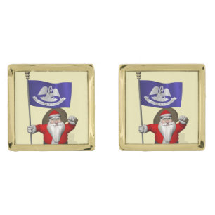 Santa Claus With Ensign Of Louisiana Cufflinks