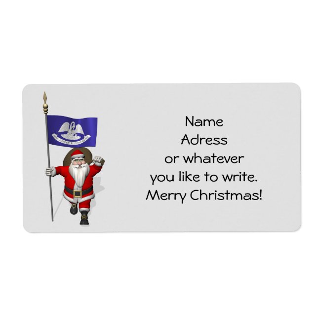 Santa Claus With Ensign Of  Louisiana Label (Front)