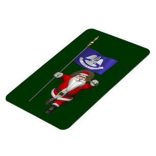 Santa Claus With Ensign Of Louisiana Magnet