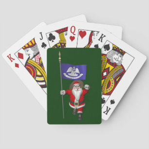 Santa Claus With Ensign Of  Louisiana Poker Cards
