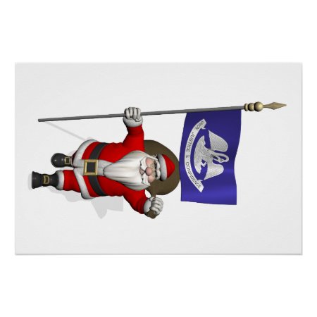 Santa Claus With Ensign Of  Louisiana Poster