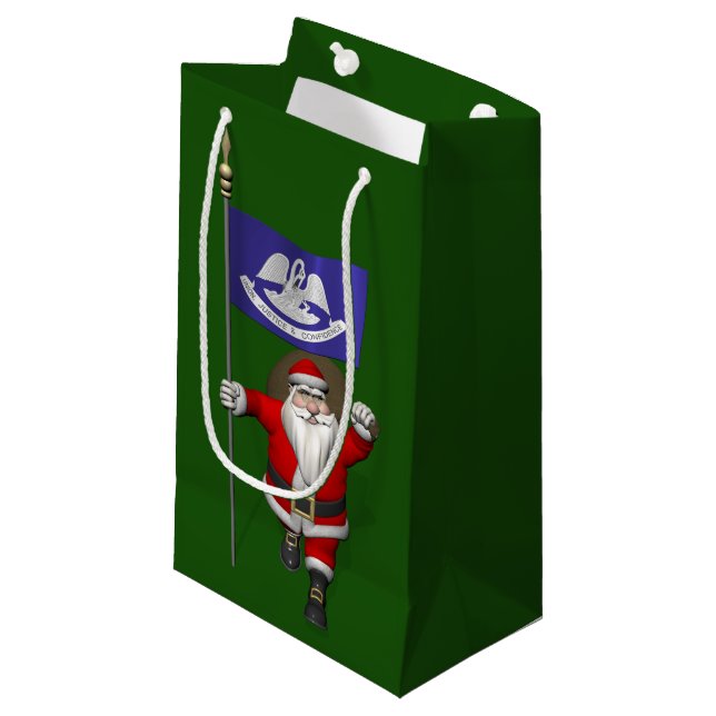 Santa Claus With Ensign Of  Louisiana Small Gift Bag (Front Angled)