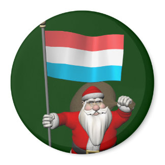 Santa Claus With Ensign Of Luxembourg Magnet