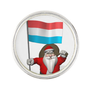 Santa Claus With Ensign Of Luxembourg Pin