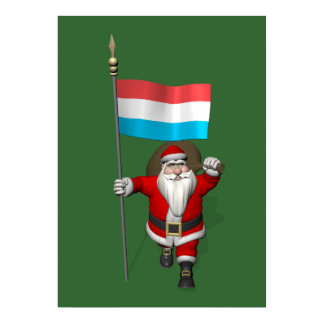 Santa Claus With Ensign Of Luxembourg Poster