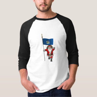 Santa Claus With Ensign Of Maine T-Shirt