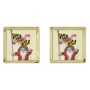 Santa Claus With Ensign Of Maryland Cufflinks