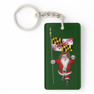 Santa Claus With Ensign Of Maryland Keychain