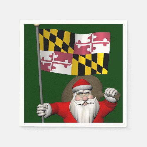 Santa Claus With Ensign Of Maryland Paper Napkins