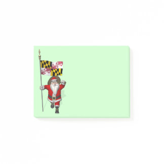 Santa Claus With Ensign Of Maryland Post-it Notes