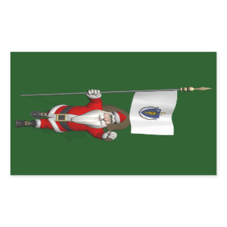 Santa Claus With Ensign Of Massachusetts Rectangular Sticker