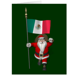Santa Claus With Ensign Of Mexico Cards