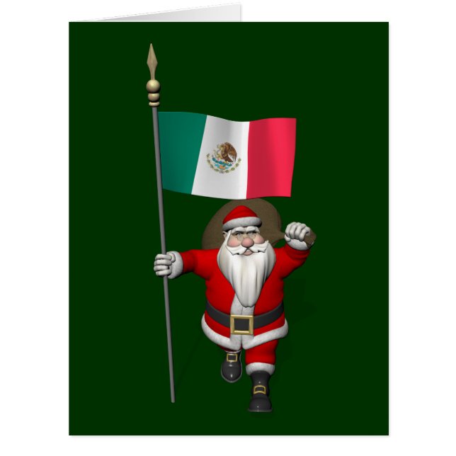 Santa Claus With Ensign Of Mexico Cards (Front)